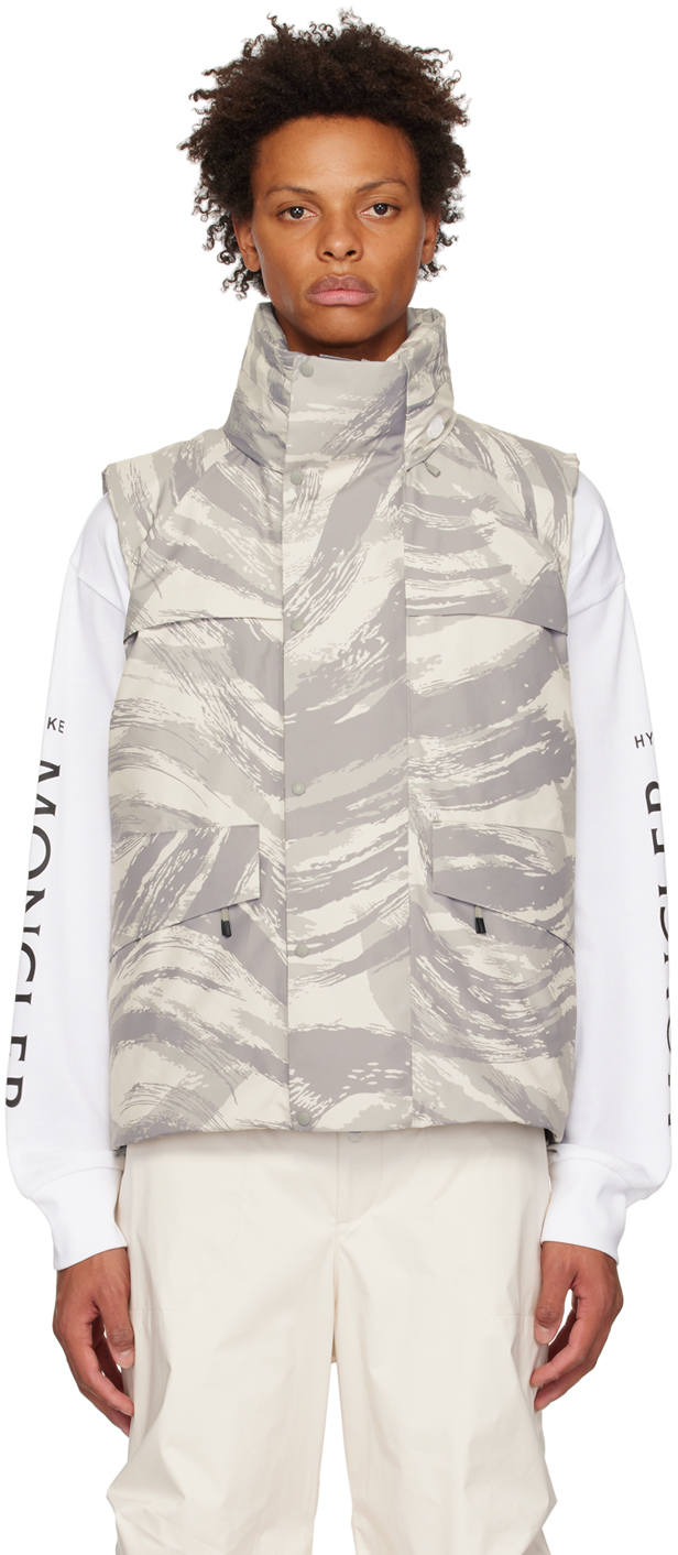 Moncler Genius 4 Moncler Hyke Gray Vanil Down Vest In F92 Grey Camo