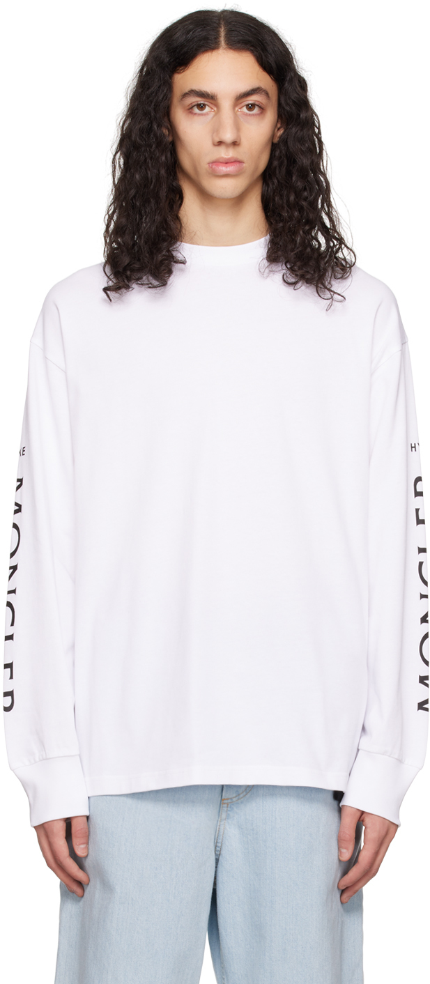 Moncler Genius: 4 Moncler HYKE White Print Long Sleeve T-Shirt | SSENSE