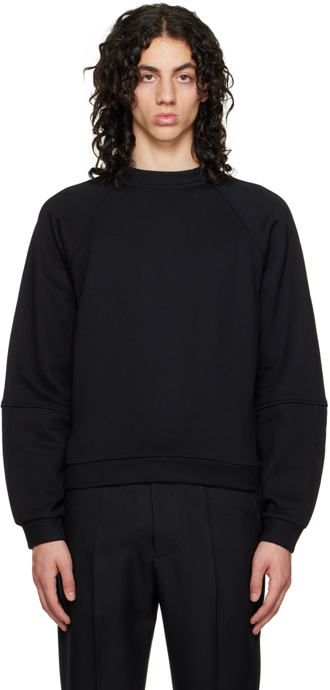 Black Raglan Sweatshirt by Random Identities on Sale