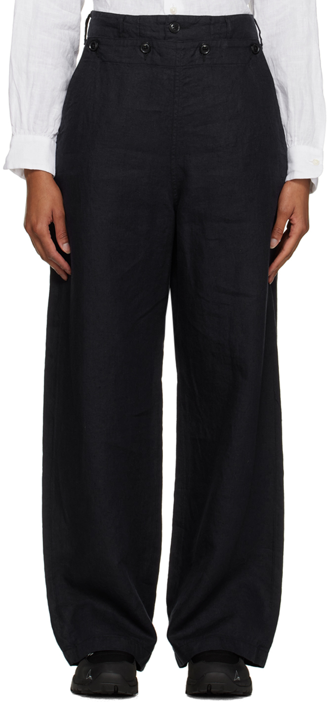 Engineered Garments Navy Sailor Trousers In Et027 Navy Linen Twi