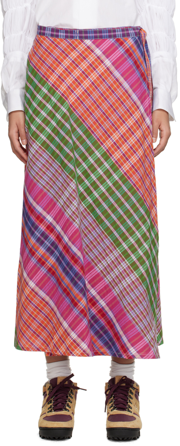 Multicolor Wrap Midi Skirt