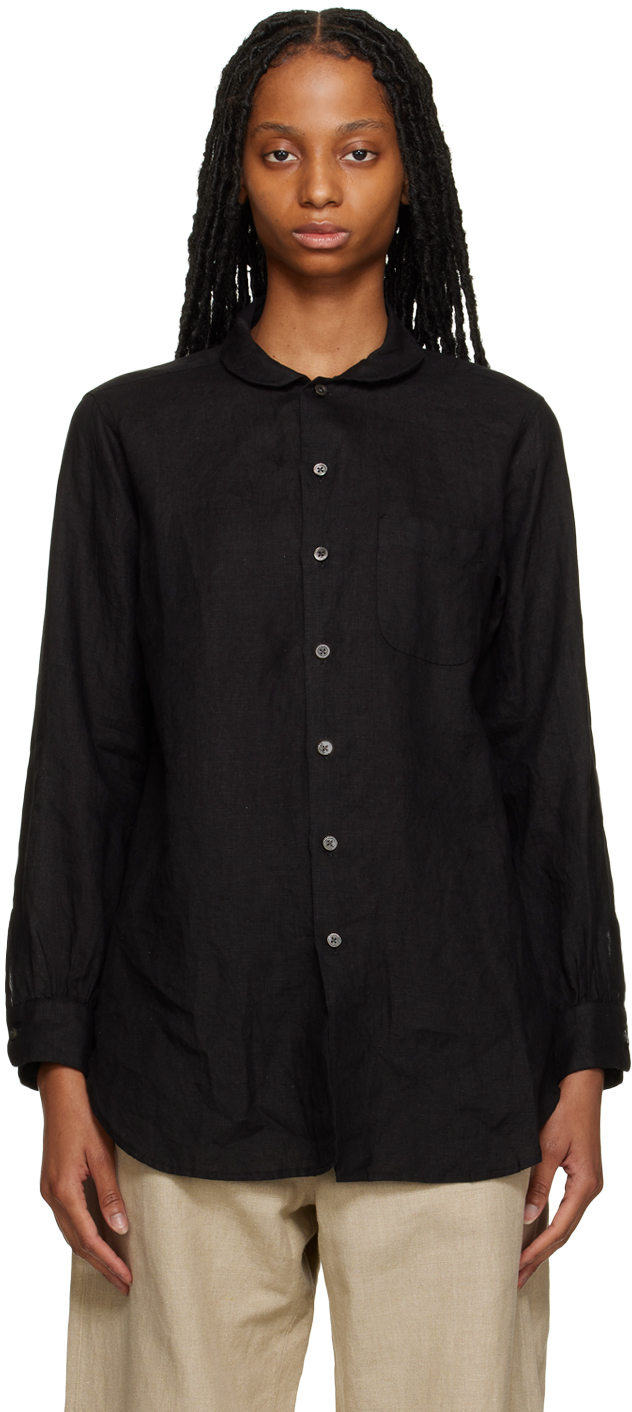Engineered Garments Black Rounded Collar Shirt In Rk263 A - Black Hand ...
