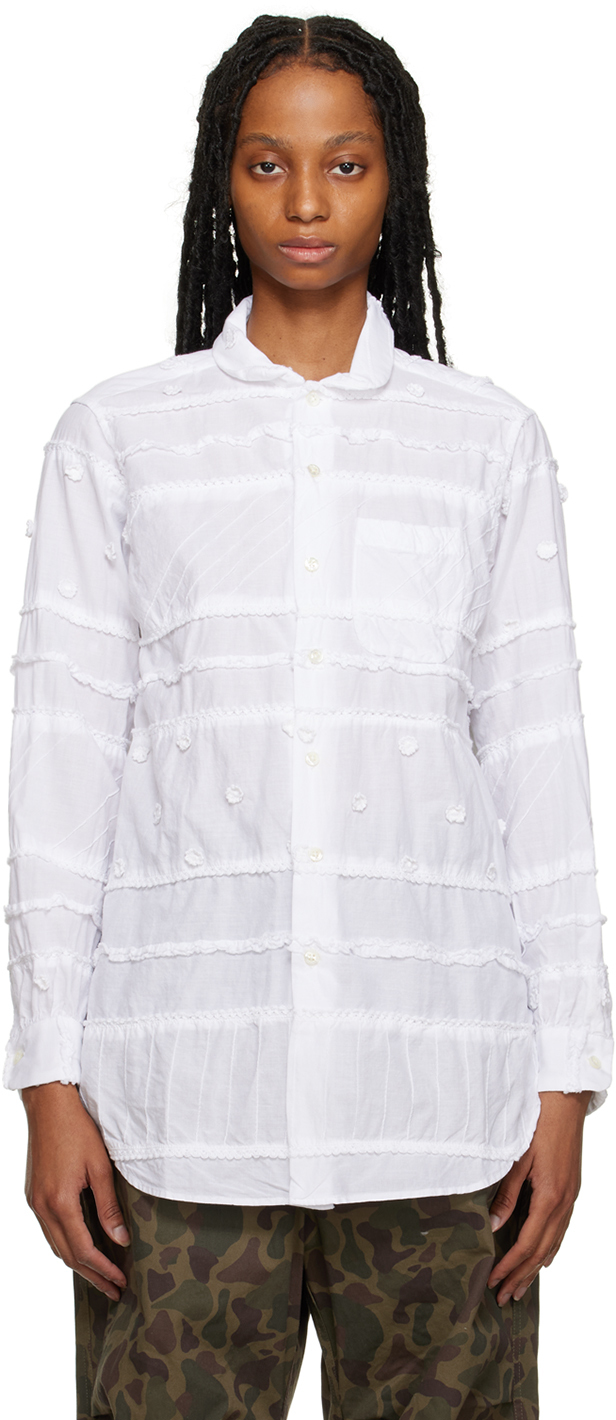 Engineered Garments White Embroidered Shirt In Sw004 White Cotton M
