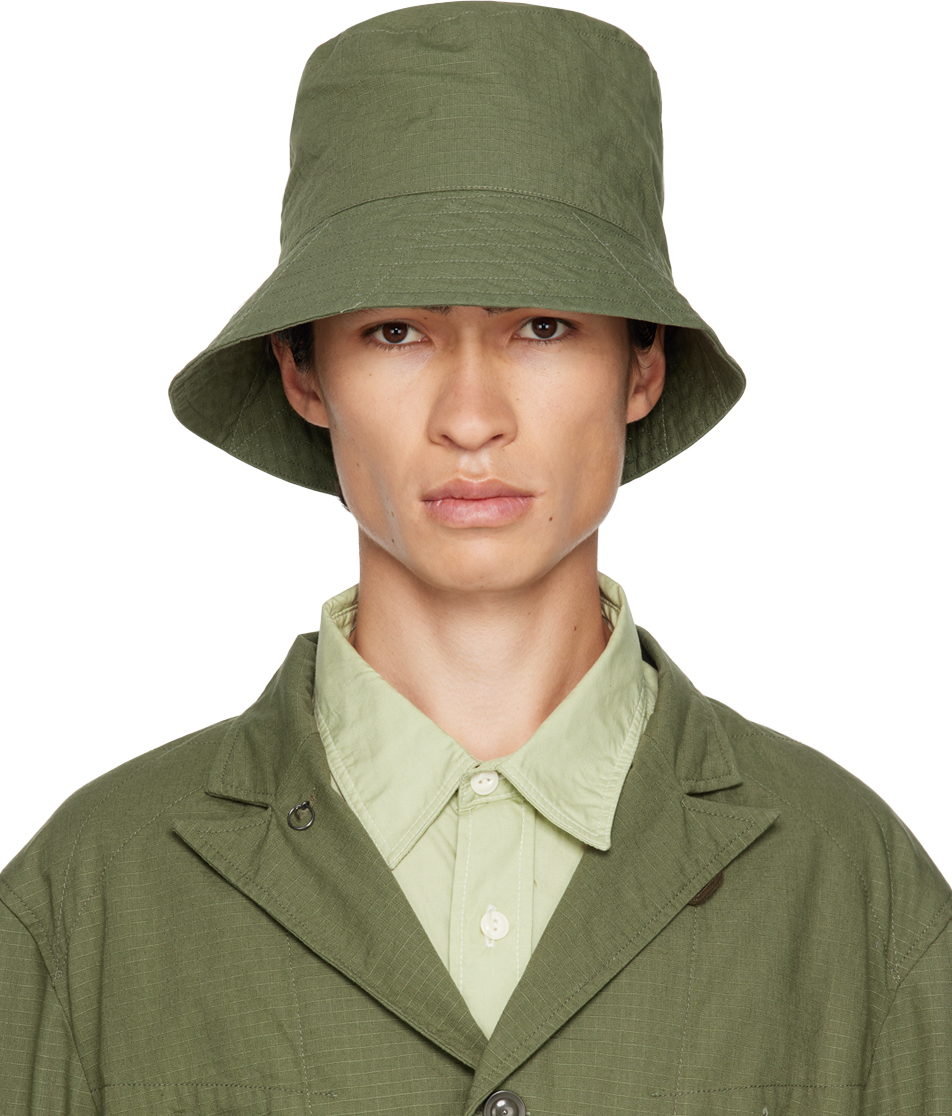 Engineered Garments: Green Quilted Brim Bucket Hat | SSENSE