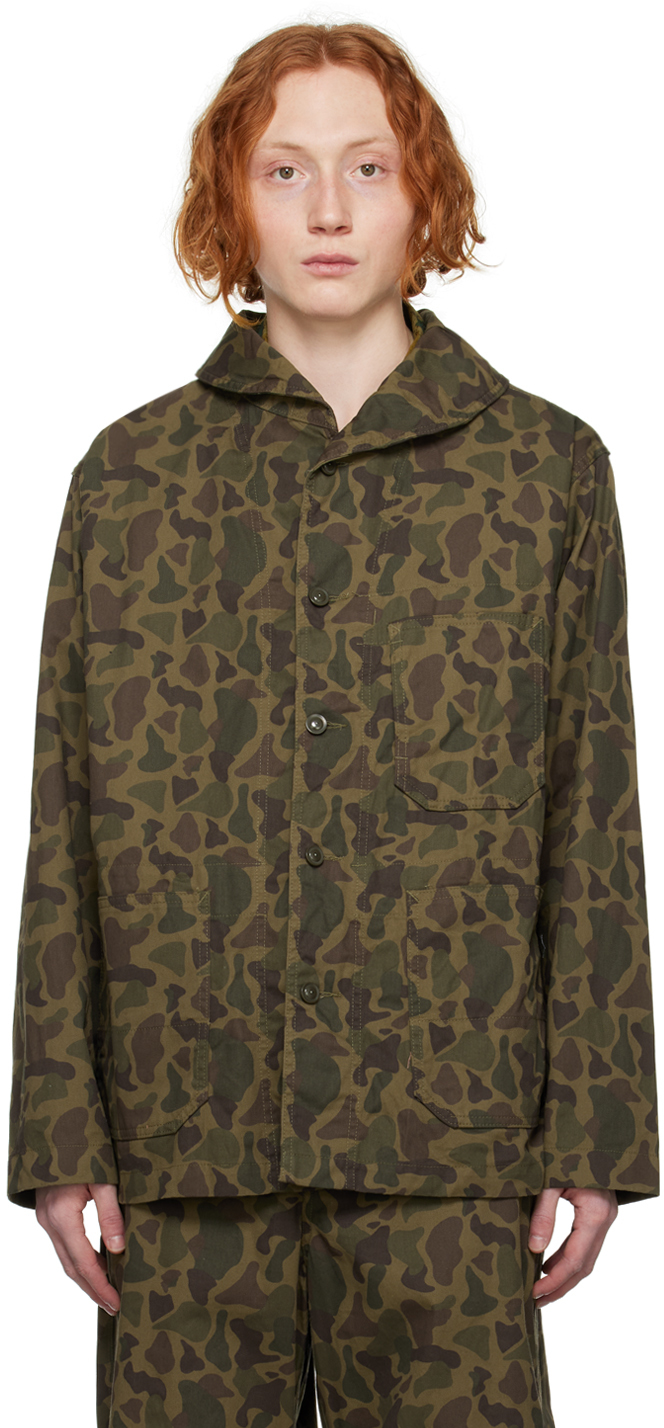 Engineered Garments Khaki Utility Jacket In Ct241 Olive Camo 6.5