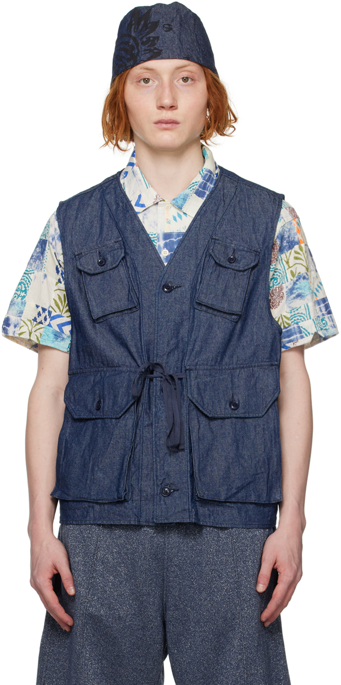 Engineered Garments Indigo C1 Vest SSENSE UK
