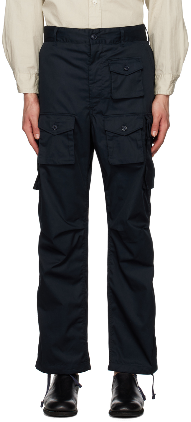 Engineered Garments Navy Bellows Pockets Cargo Pants In Ct206 Dk.navy Feathe