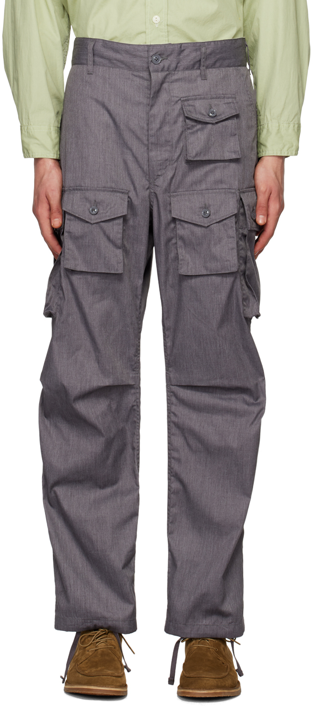 Shop Engineered Garments Gray Bellows Pockets Cargo Pants In Ct205 H.grey Feather