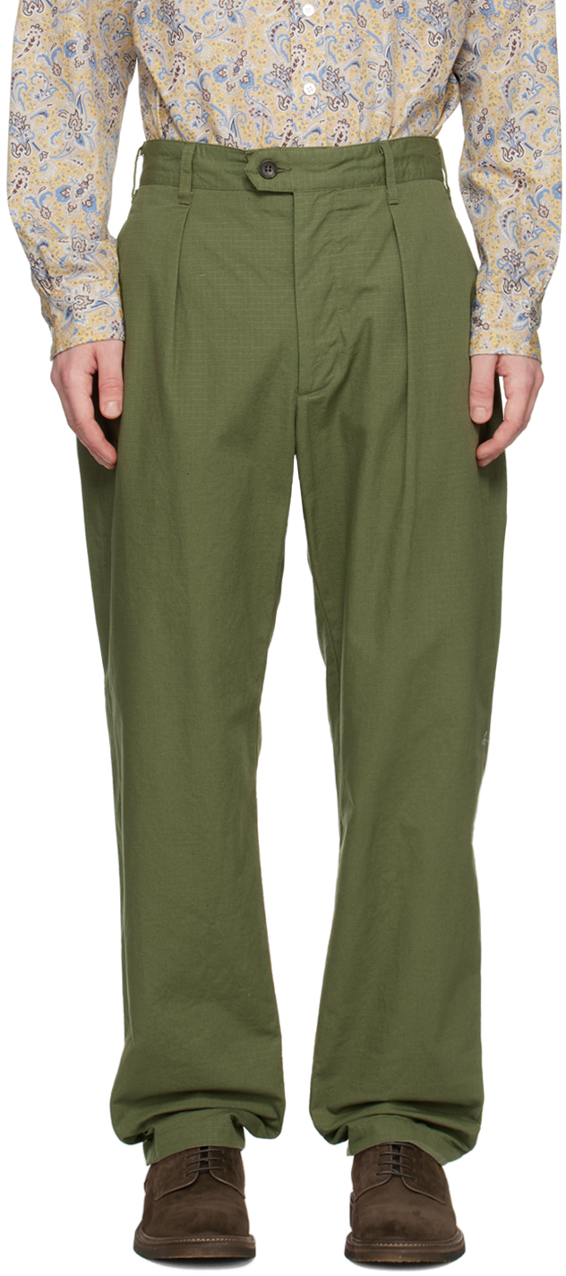 Engineered Garments Khaki Carlyle Trousers In Ct010 Olive Cotton R