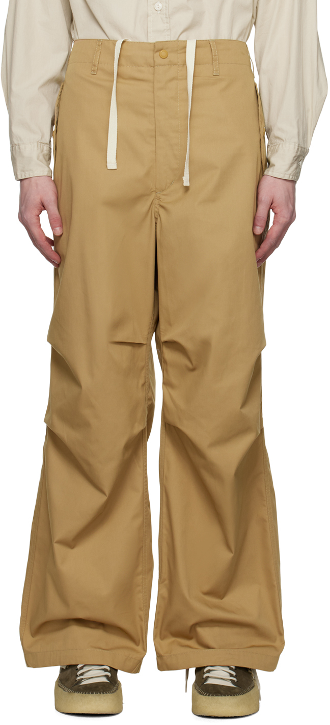 Beige Drawstring Trousers by Engineered Garments on Sale