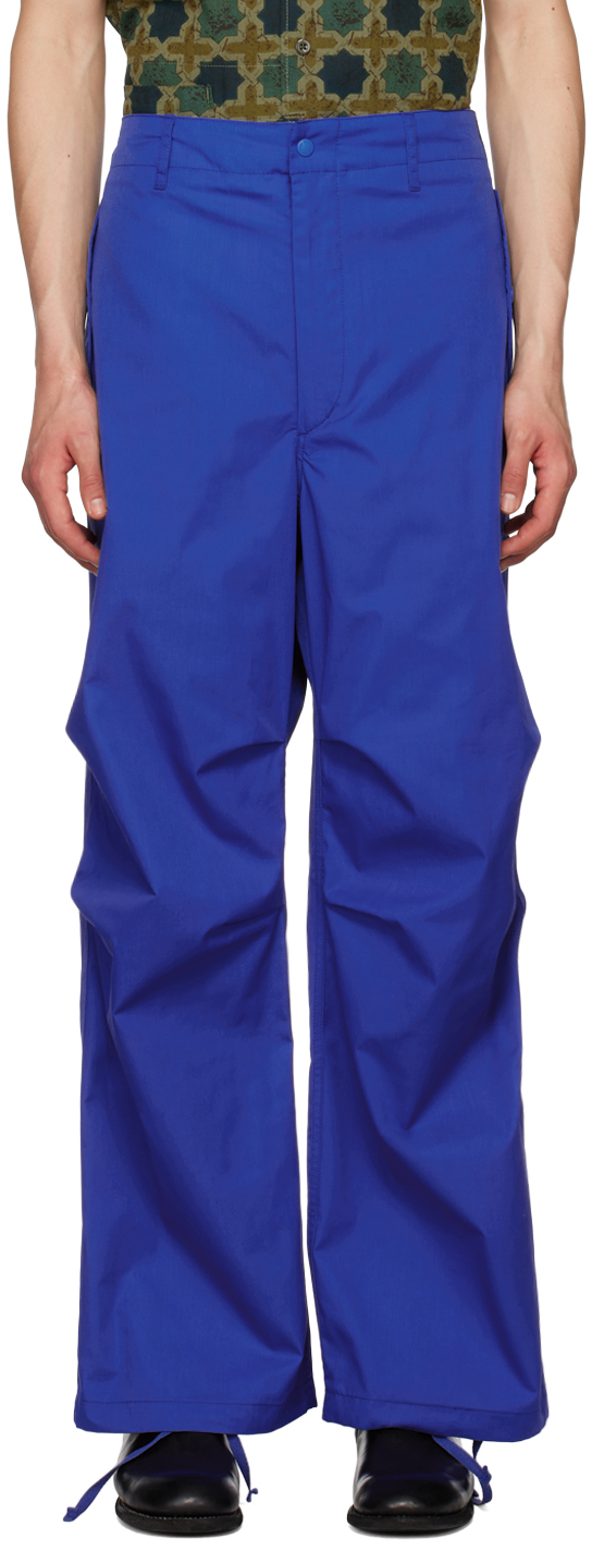 Engineered Garments Blue Pleated Trousers In Ct238 Royal Pc Feath