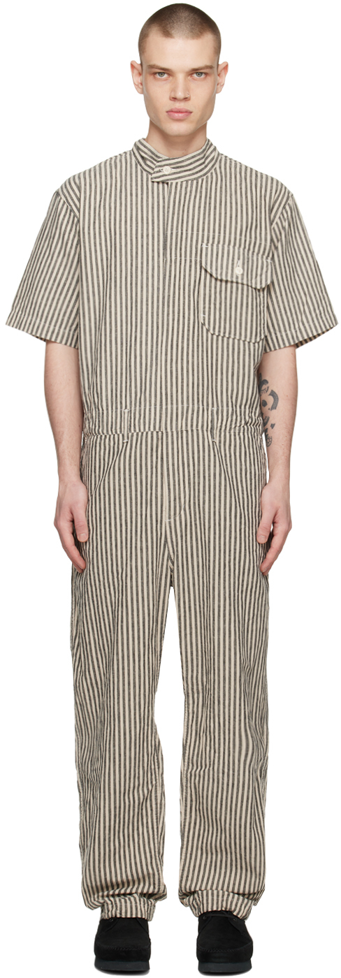 Engineered Garments Off-white & Black Racing Jumpsuit In Sd013 Nat