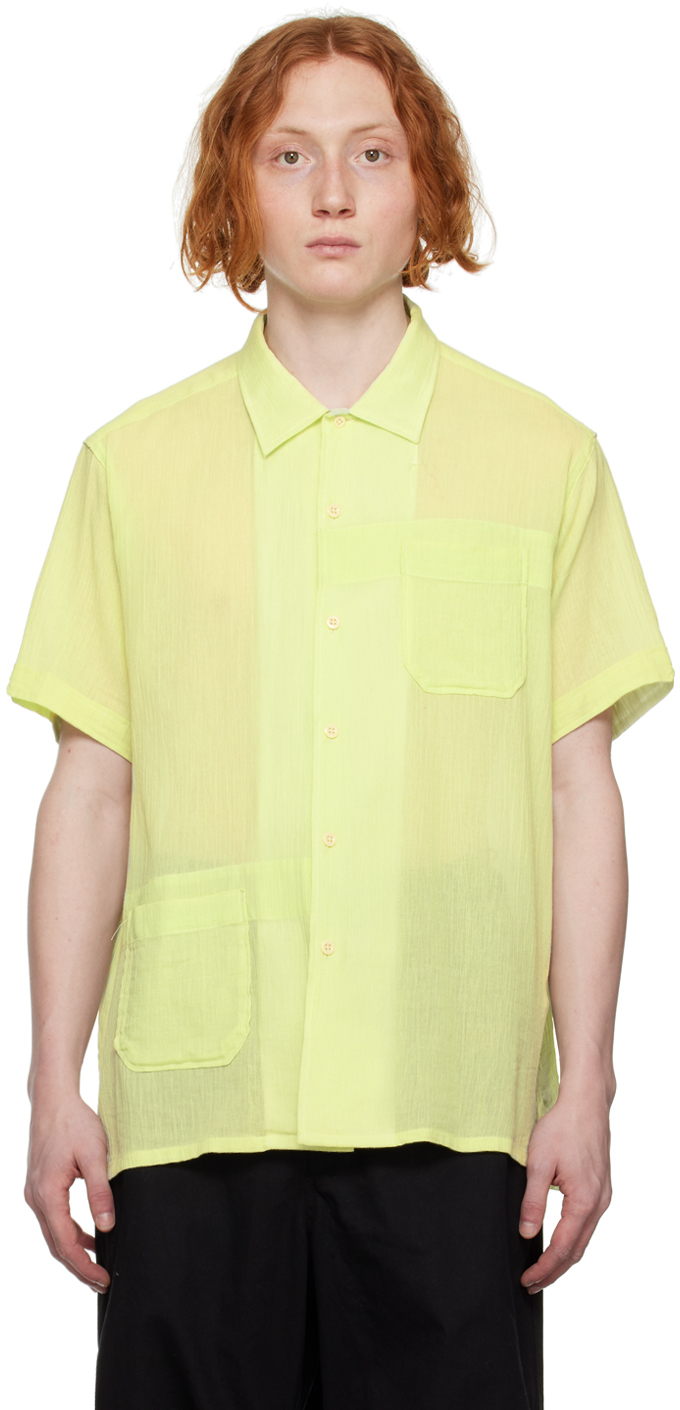 Engineered Garments Green Camp Shirt In Nd032 Lime Cotton Cr