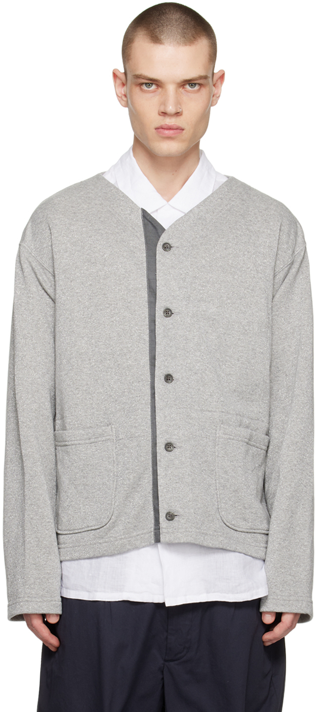 Engineered Garments Grey Metallic Cardigan In Bc006 Grey Glitter F