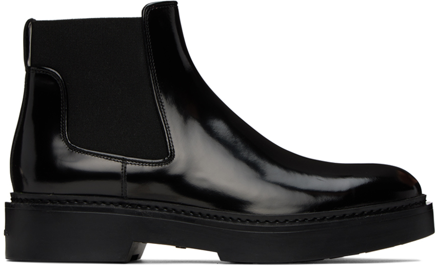 Santoni Black Ursula Chelsea Boots In Black-n01