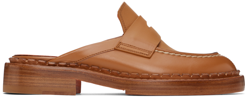 Santoni Brown Strap Loafers In Light Brown-c55