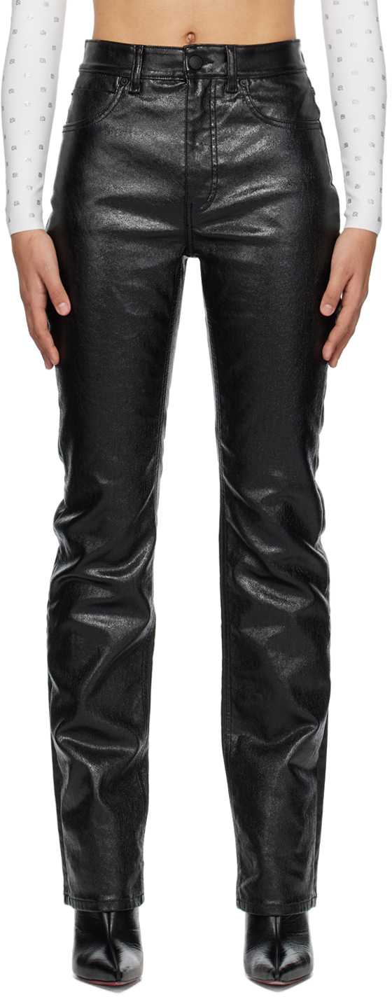 alexanderwang bootcut pant with logo waistband BLACK - alexanderwang® US