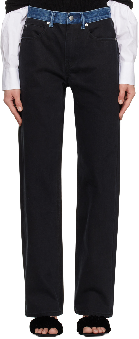 Alexander Wang Contrast Waistband Jean In Black Denim In Washed Black