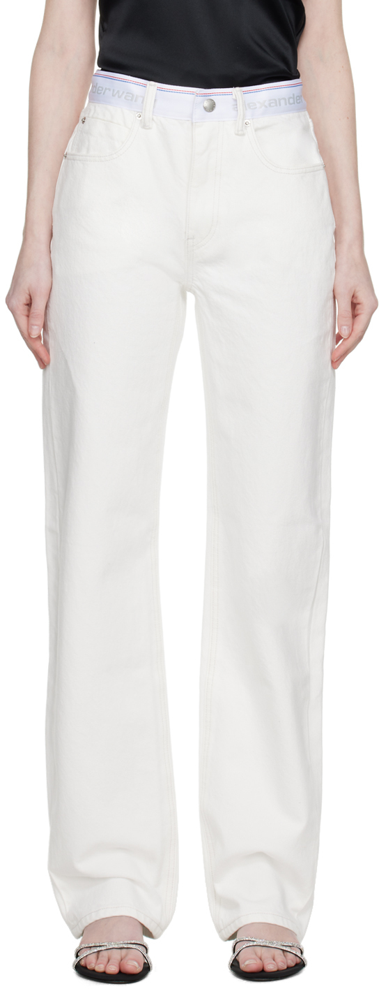Shop Alexander Wang White Band Jeans In 120 Vintage White