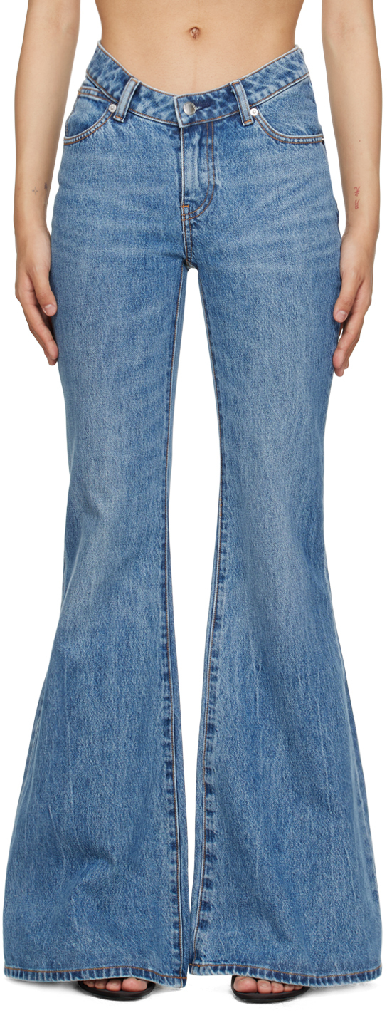 Alexander Wang Indigo Scoop Front Flared Jeans