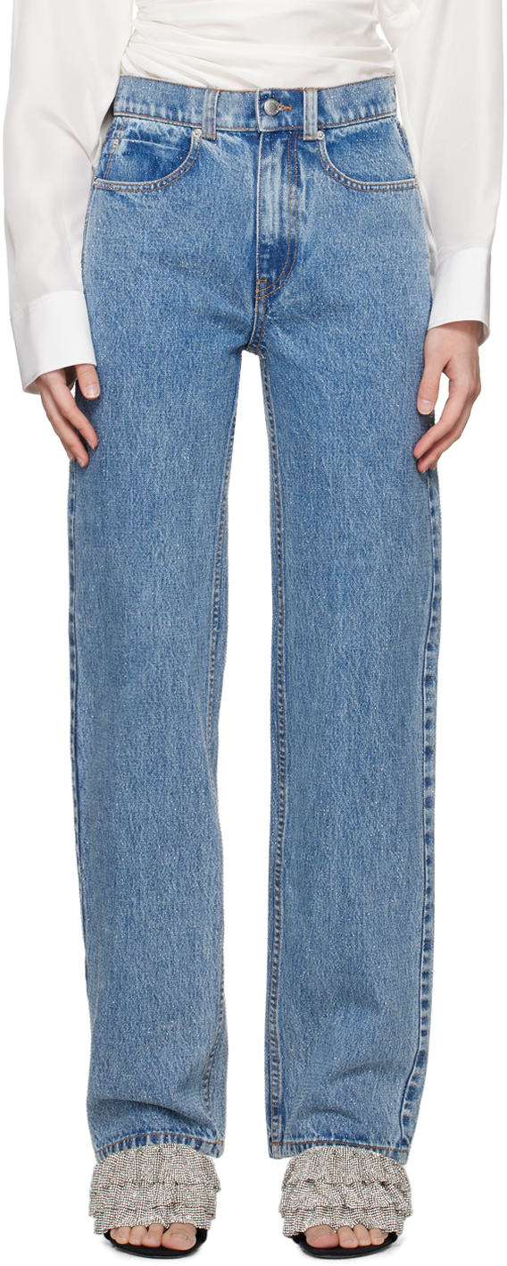 Alexander Wang Washed Straight Leg Jeans In Blue