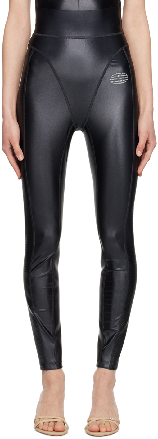 Buy Alexander Wang Black Panty-line Leggings in Reflective Nylon