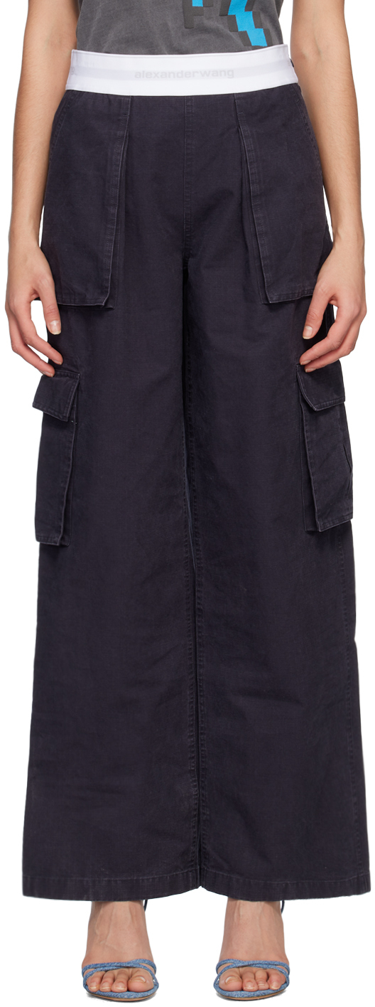 ALEXANDER WANG NAVY RAVE CARGO TROUSERS
