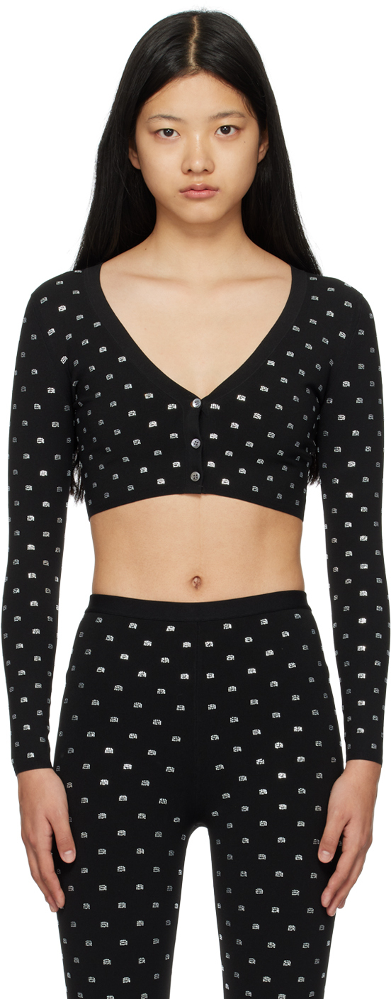 Alexander Wang: Black Cropped Crystal Cardigan | SSENSE UK