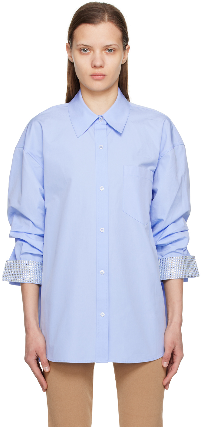 Alexander Wang: Blue Crystal Cuffs Shirt | SSENSE