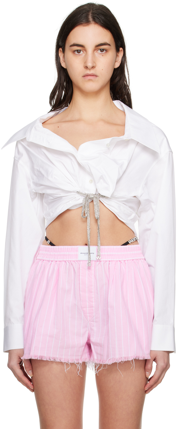 White Cropped Shirt by Alexander Wang on Sale
