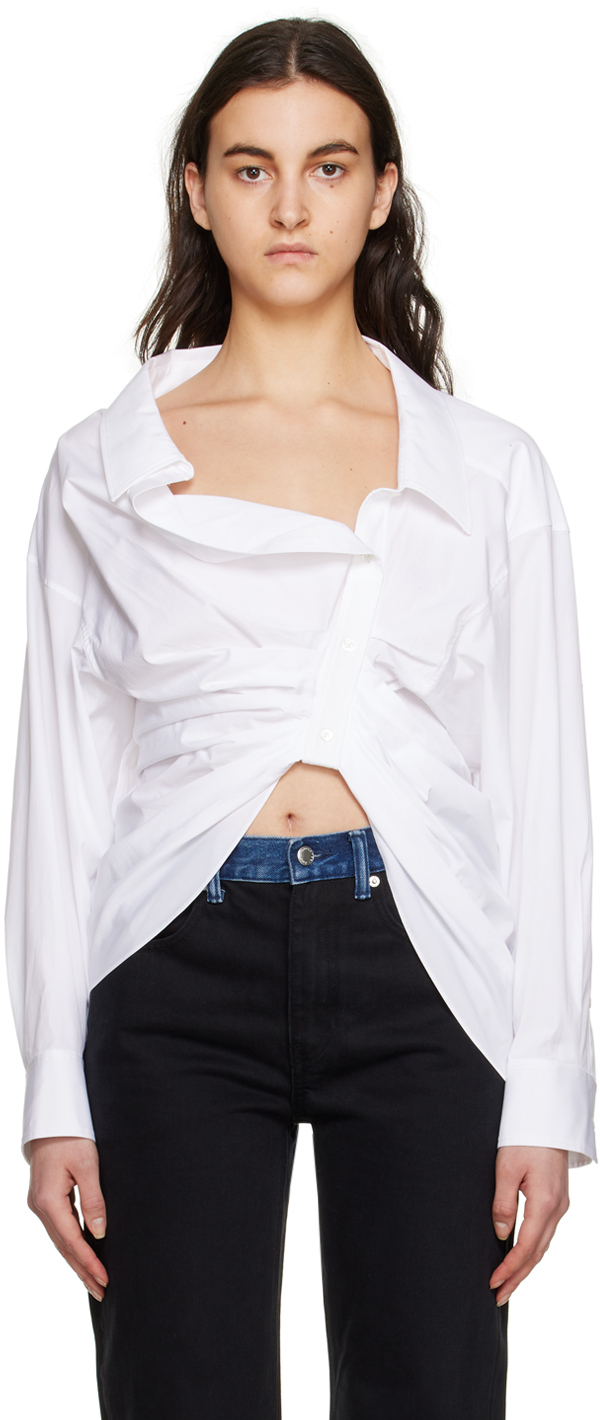 Shop Alexander Wang White Asymmetrical Shirt In 100 White