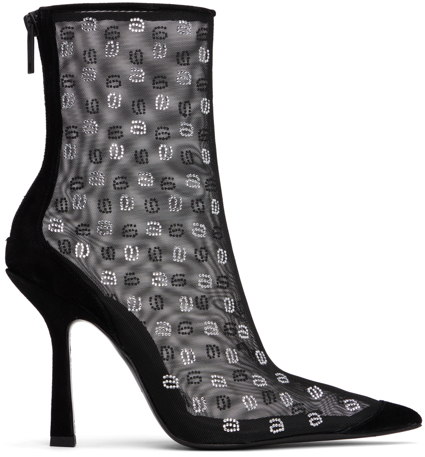 Alexander Wang Women's Delphine 105 Crystal Embellished High Heel Booties In Black