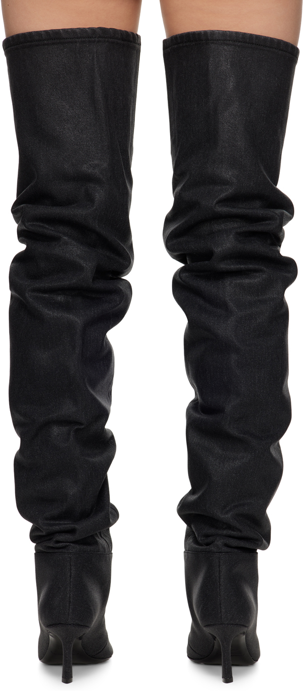 ALEXANDER WANG GRAY VIOLA DENIM BOOTS