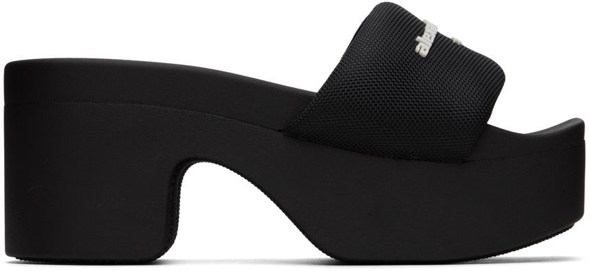 Alexander Wang: Black Platform Slides | SSENSE