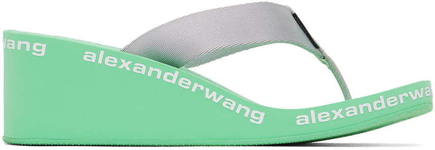 Alexander Wang Wedge-heel Flip-flop Sandals In Green