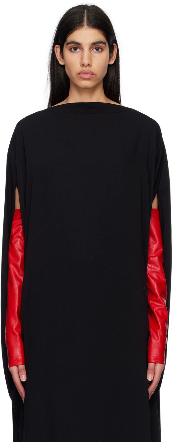 MM6 Maison Margiela Red Faux-Leather Sleeves