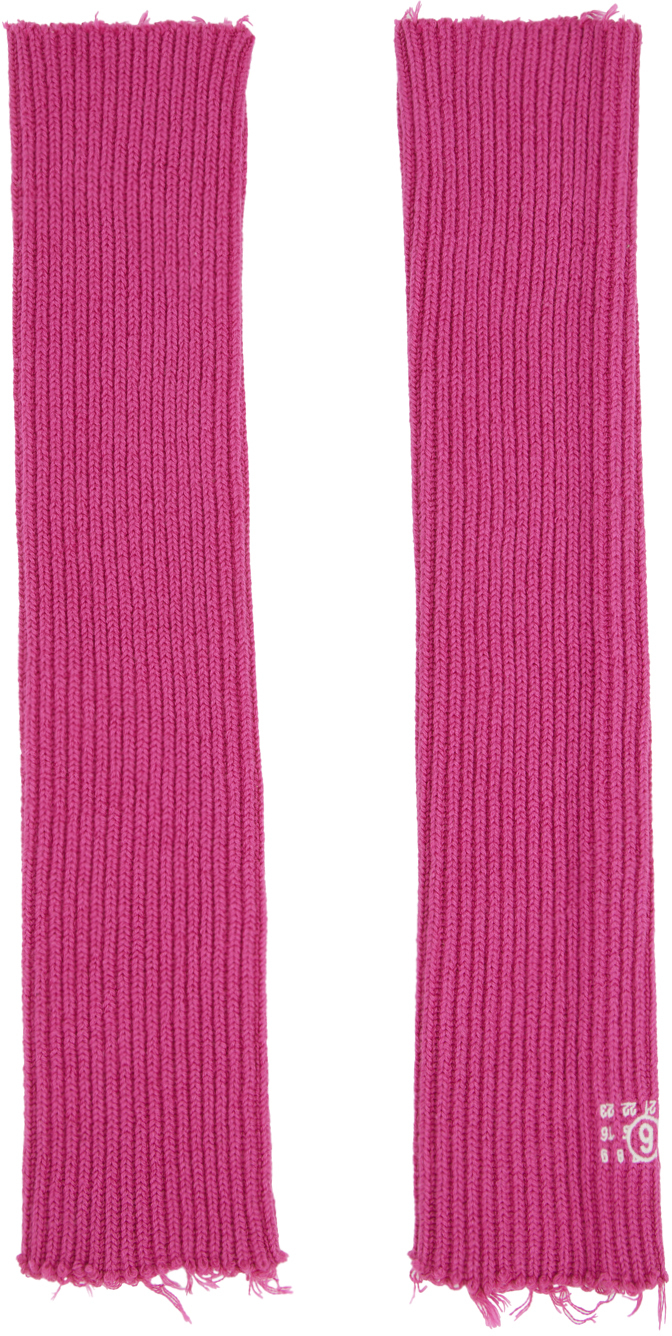 Mm6 Maison Margiela Pink Ribbed Arm Warmers In 251 Pink
