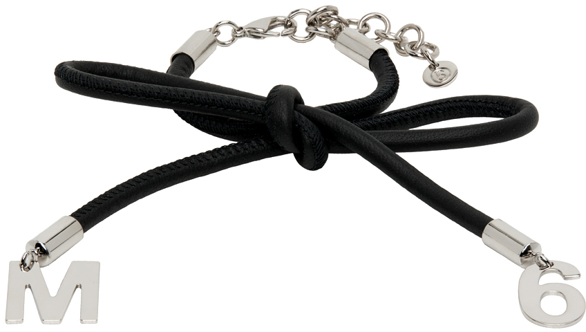 Mm6 Maison Margiela Black Ballet Knot Bracelet In 963 Black/silver