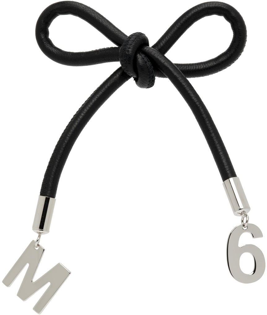 Mm6 Maison Margiela Oversized Bow Leather Earring In Black