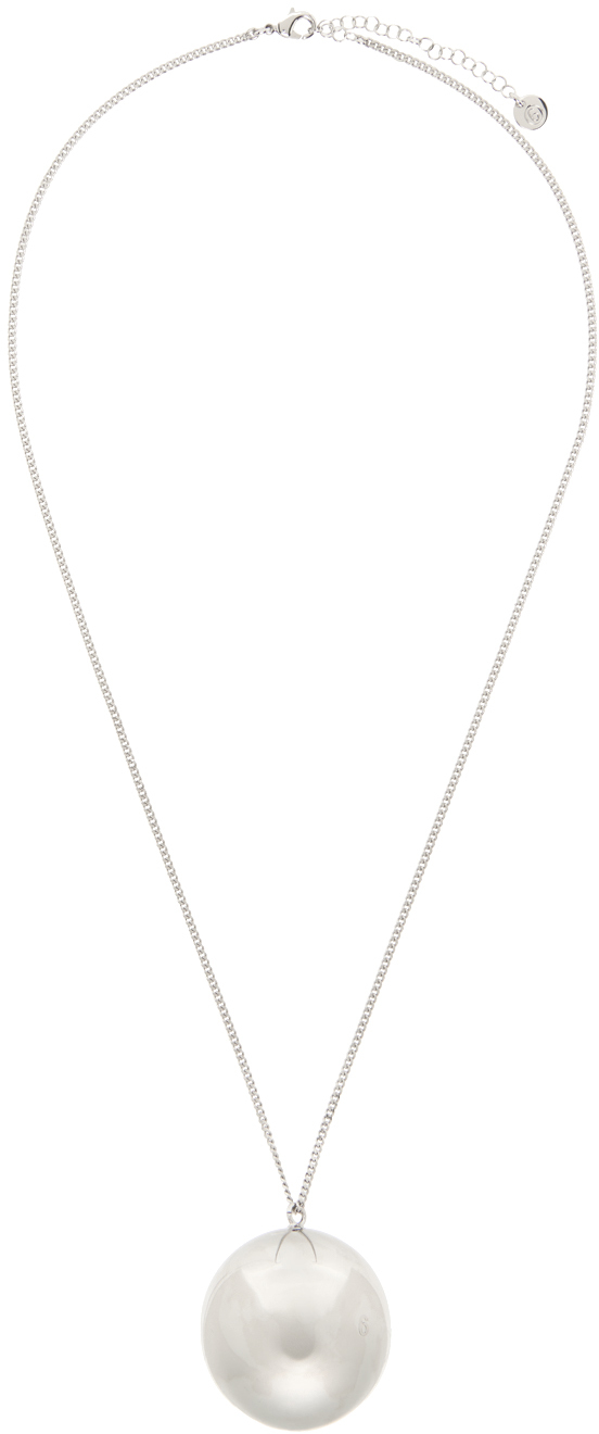 MM6 Maison Margiela Oversize-Pendant Chain-Link Necklace - Silver for Women