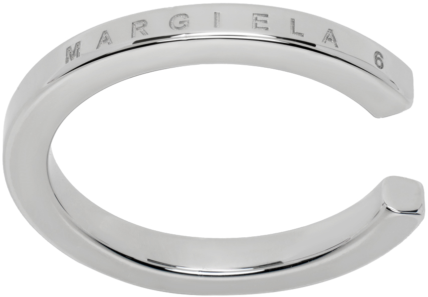 Mm6 Maison Margiela Silver Minimal Wire Ring In 951 Polished Palladi