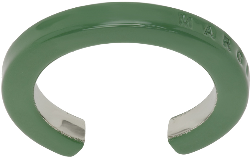 MM6 Maison Margiela Silver & Green Minimal Wire Ring