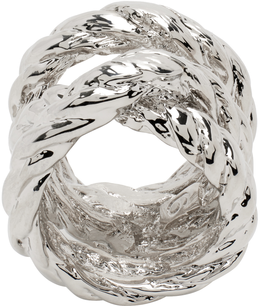 Mm6 Maison Margiela Yarn Ring In Silver