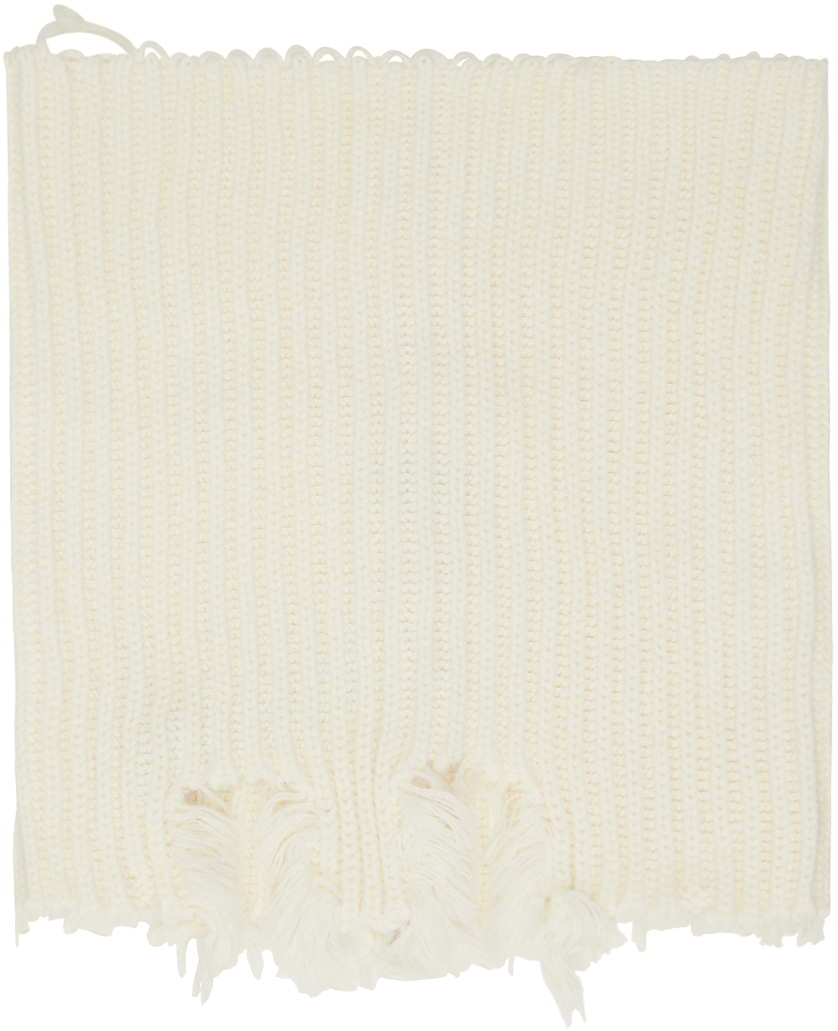 Mm6 Maison Margiela Off-white Ribbed Scarf In 102 Off White