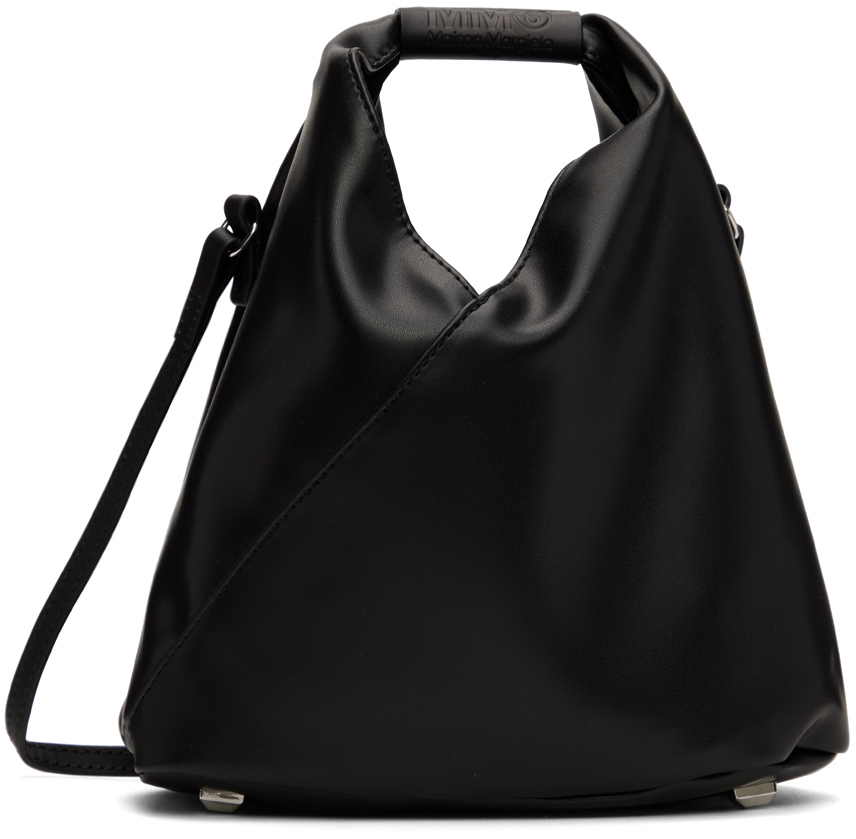 MM6 Maison Margiela: Black Leather Crossbody Bag | SSENSE
