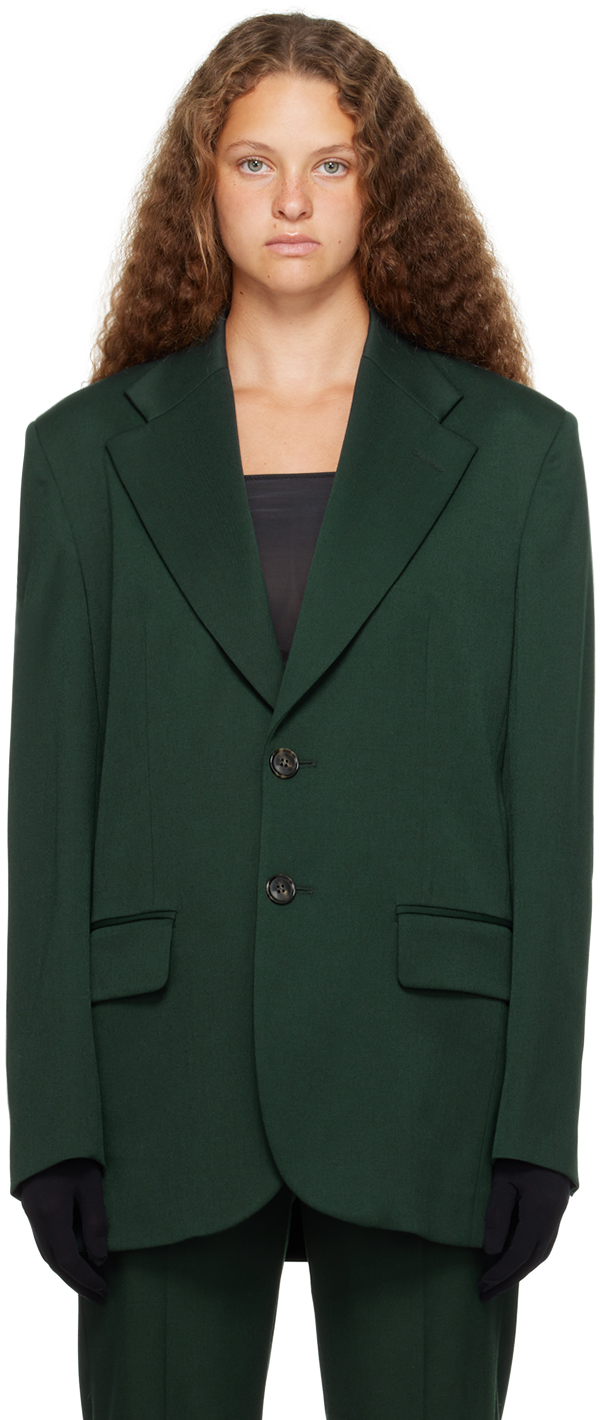 Green Two-Button Blazer by MM6 Maison Margiela on Sale