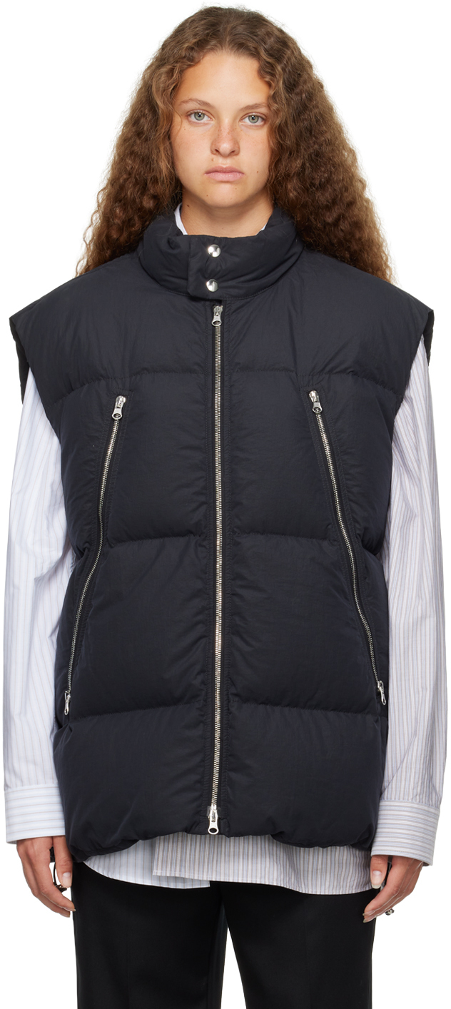 Black Quilted Down Vest by MM6 Maison Margiela on Sale