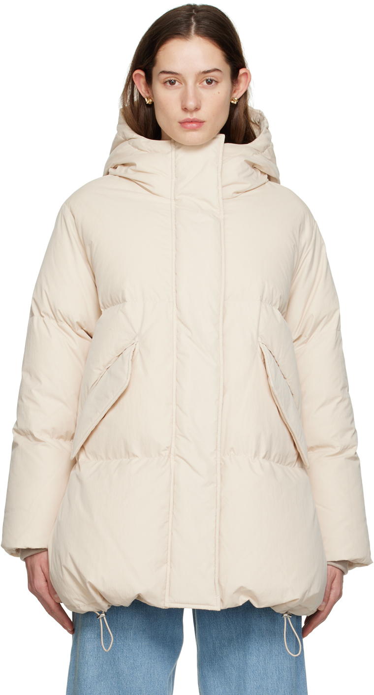 Off-White Hooded Down Puffer Jacket by MM6 Maison Margiela on Sale