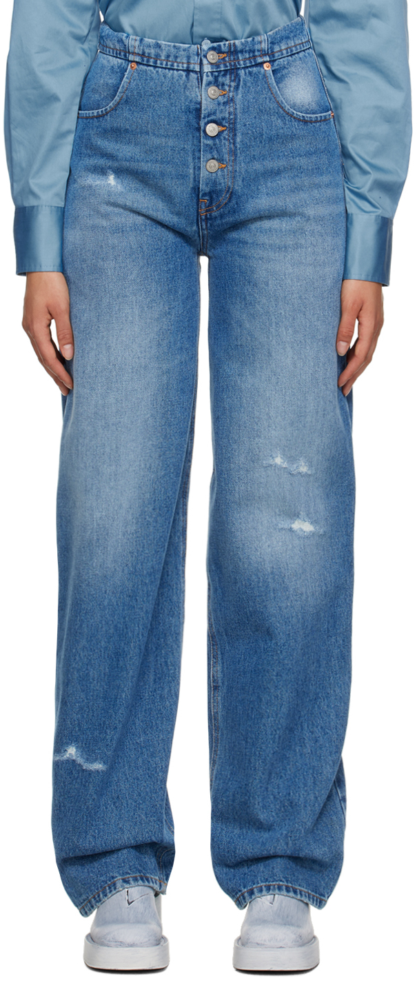 Blue High-Waisted Jeans