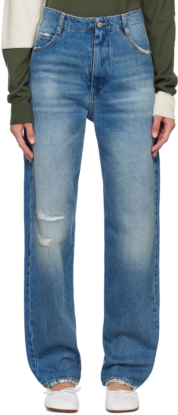 Mm6 Maison Margiela Blue Straight-leg Jeans In 973 Blue